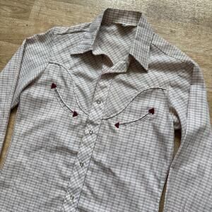 Vintage Larry Mahan Western Shirt Mens S M Pearl Snap Smile Pockets Cowboy Rodeo